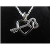 Image 4 : New Platinum Plated 18mm CZ Key to My Heart Necklace, Adjustable 16–18"