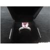 Image 1 : New Platinum Plated 3.0ct Heart Cut Pink CZ Ring, Size 8