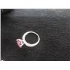 Image 3 : New Platinum Plated 3.0ct Heart Cut Pink CZ Ring, Size 8