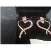 Image 3 : New 18K Gold Plated 1.0ct Emerald Cut Pink CZ Heart Dangle Earrings