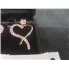 Image 4 : New 18K Gold Plated 1.0ct Emerald Cut Pink CZ Heart Dangle Earrings