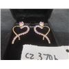 Image 7 : New 18K Gold Plated 1.0ct Emerald Cut Pink CZ Heart Dangle Earrings