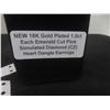 Image 8 : New 18K Gold Plated 1.0ct Emerald Cut Pink CZ Heart Dangle Earrings