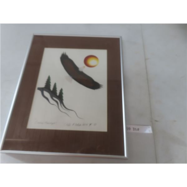 Vintage First Nations Cliff Dubois Framed Artwork, 20" x 16" Including Frame