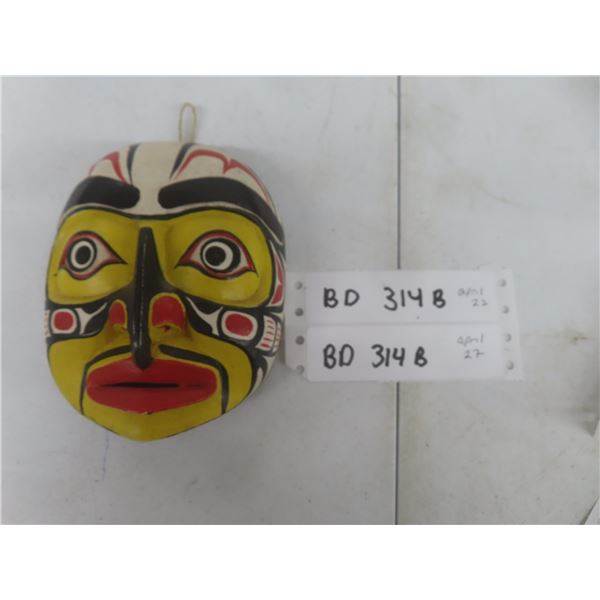 Vintage Sun Hawk Ceremonial Mask, Hand-Carved and Painted, Mini Wall Hanging