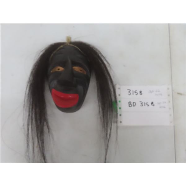 Vintage Iroquois False Face Mask, Hand-Carved and Painted, Mini Wall Hanging