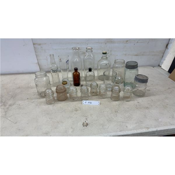 Vintage Glass Bottles, Jars, and Insulators – Crush Soda Bottle, Mason Jars
