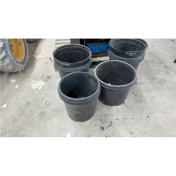 8 Black Plastic Nursery Pots, Approx. 5–7 Gallon