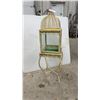 Image 1 : Vintage Metal Birdcage on Stand w/ Dome Top and Glass Terrarium, 49" x 16"
