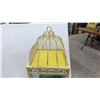 Image 2 : Vintage Metal Birdcage on Stand w/ Dome Top and Glass Terrarium, 49" x 16"