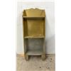 Image 2 : Painted Wooden 3-Tier Shelf Unit 30x12x6" and Blue Painted Wooden Stool 17-1/2x13x13"