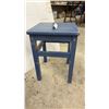 Image 6 : Painted Wooden 3-Tier Shelf Unit 30x12x6" and Blue Painted Wooden Stool 17-1/2x13x13"