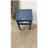 Image 7 : Painted Wooden 3-Tier Shelf Unit 30x12x6" and Blue Painted Wooden Stool 17-1/2x13x13"