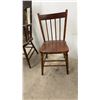 Image 2 : 3 Chairs – Antique Carved Wood Armchair, Spindle Back Wood Chair, Metal Swivel Chair