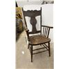 Image 8 : 3 Chairs – Antique Carved Wood Armchair, Spindle Back Wood Chair, Metal Swivel Chair