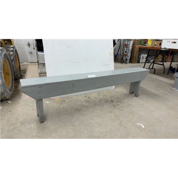 Gray Painted Wooden Bench, Approx. 6 ft Long