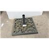 Image 1 : Cast Iron Umbrella Base w/ Decorative Leaf Pattern, Square Design, 24x24"