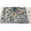 Image 2 : Cast Iron Umbrella Base w/ Decorative Leaf Pattern, Square Design, 24x24"
