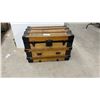 Image 1 : Antique Wooden Steamer Trunk w/ Black Metal Hardware and Latches, 21-1/2x30-1/2x20"