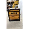Image 2 : Antique Wooden Steamer Trunk w/ Black Metal Hardware and Latches, 21-1/2x30-1/2x20"
