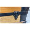 Image 4 : Antique Wooden Steamer Trunk w/ Black Metal Hardware and Latches, 21-1/2x30-1/2x20"