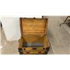 Image 7 : Antique Wooden Steamer Trunk w/ Black Metal Hardware and Latches, 21-1/2x30-1/2x20"