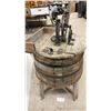 Image 10 : Antique Wooden Barrel Hand-Crank Washing Machine on Wooden Stand