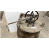 Image 2 : Antique Wooden Barrel Hand-Crank Washing Machine on Wooden Stand