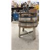 Image 3 : Antique Wooden Barrel Hand-Crank Washing Machine on Wooden Stand