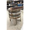 Image 4 : Antique Wooden Barrel Hand-Crank Washing Machine on Wooden Stand