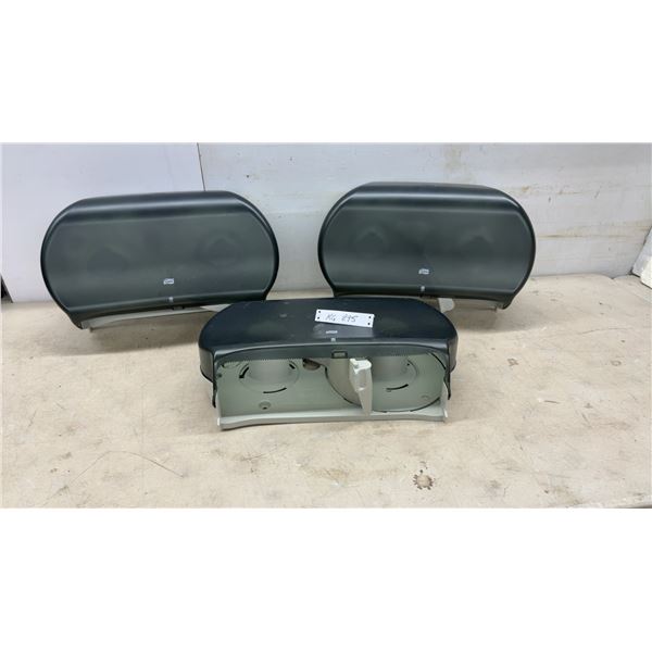 3 Commercial Dual Roll Toilet Paper Dispensers, No Keys
