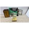 Image 1 : Vintage Advertising Lot – Tin Cans, Pepsi-Cola Sign, 1959 Ford Taxicabs Picture, Bronze Statue