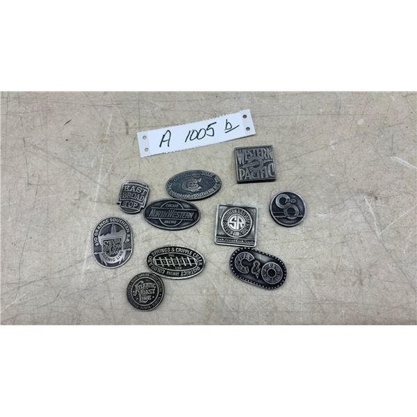 10 Vintage 1960s Metal Railroad/Railway Tokens, Various Lines