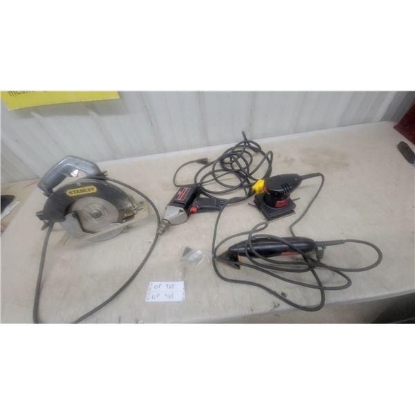 4 Power Tools – Stanley Circular Saw, Craftsman Drill, and Rotary Tool