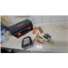 Image 1 : Black/Red Toolbox, 50-Piece Socket Set, Screwdrivers, Wood Chisels and Sharpening Stones