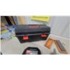 Image 2 : Black/Red Toolbox, 50-Piece Socket Set, Screwdrivers, Wood Chisels and Sharpening Stones
