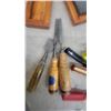 Image 4 : Black/Red Toolbox, 50-Piece Socket Set, Screwdrivers, Wood Chisels and Sharpening Stones
