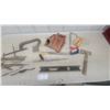 Image 4 : Assorted Hand Tools – Files, C-Clamp, Hacksaw, Level, Leather Tool Pouch, Measuring Tools