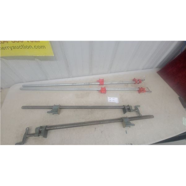 Pipe Clamps (2) and Bar Clamp (1) w/ Red Fittings – 36" and 48", Woodworking Set