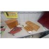 Image 1 : Hand Brace w/ Auger Bit Set in Red Roll, Wooden Storage Box, and Organizer Trays