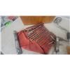 Image 2 : Hand Brace w/ Auger Bit Set in Red Roll, Wooden Storage Box, and Organizer Trays