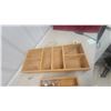 Image 5 : Hand Brace w/ Auger Bit Set in Red Roll, Wooden Storage Box, and Organizer Trays