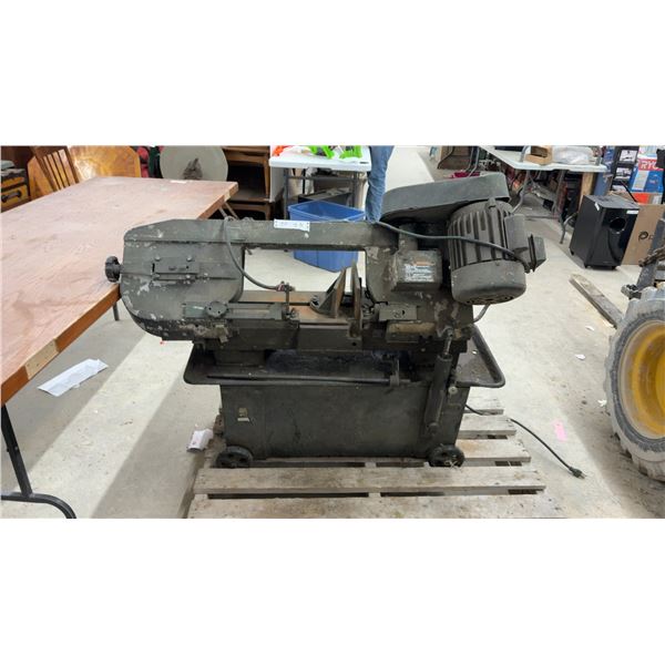 Horizontal Metal Cutting Band Saw on Rolling Base w/ Electric Motor
