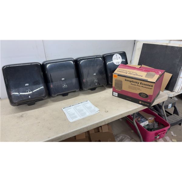 4 Tork Paper Towel Dispensers and San Jamar Simplicity Essence Hands-Free Dispenser