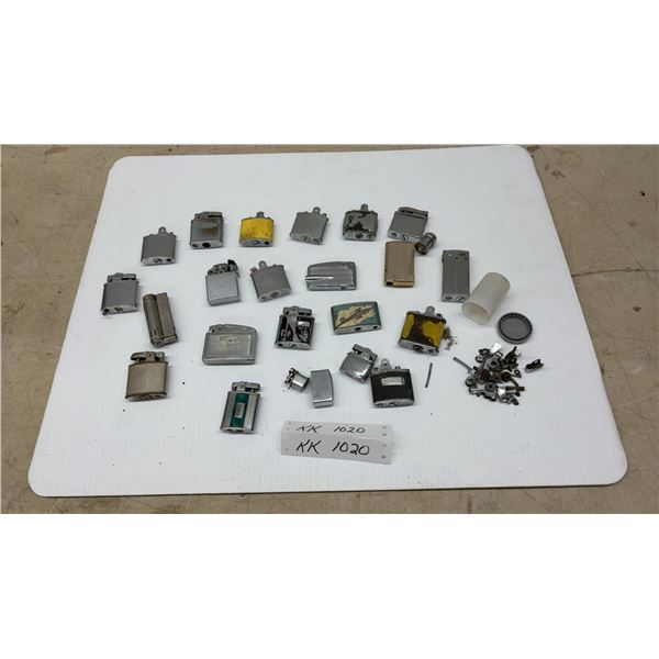 20+ Vintage Lighters and Lighter Parts, Various Brands and Styles