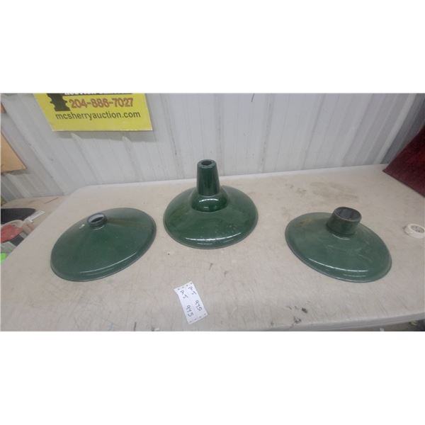 3 Green Porcelain Enamel Industrial Light Shades