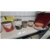 Image 1 : 5 Vintage Oil and Grease Pails – Veedol, B/A, Esso MP Grease, Co-op
