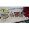 Image 1 : Galvanized Buckets, Watering Can, and Red Fireman Bucket Lot
