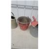Image 3 : Galvanized Buckets, Watering Can, and Red Fireman Bucket Lot