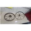 Image 1 : 2 Antique Iron Spoked Wheels, Rustic Farm/Wagon Wheels, 19" Diameter